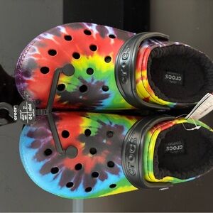 CROCS Rainbow Gradient Slippers with Perforated Upper and Glossy Finish